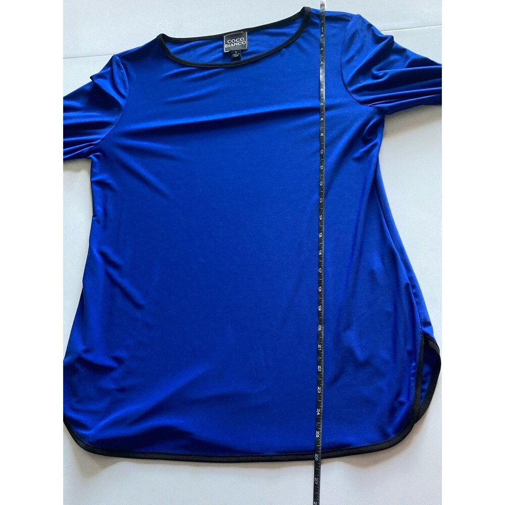Coco Bianco Top Small Sapphire Blue Flared Sleeves Excellent Condition Stretch - Picture 16 of 16